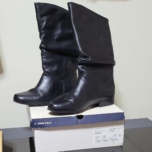 St. John's Bay Women's Jamie Slouch Leather Boots Size 9M Black